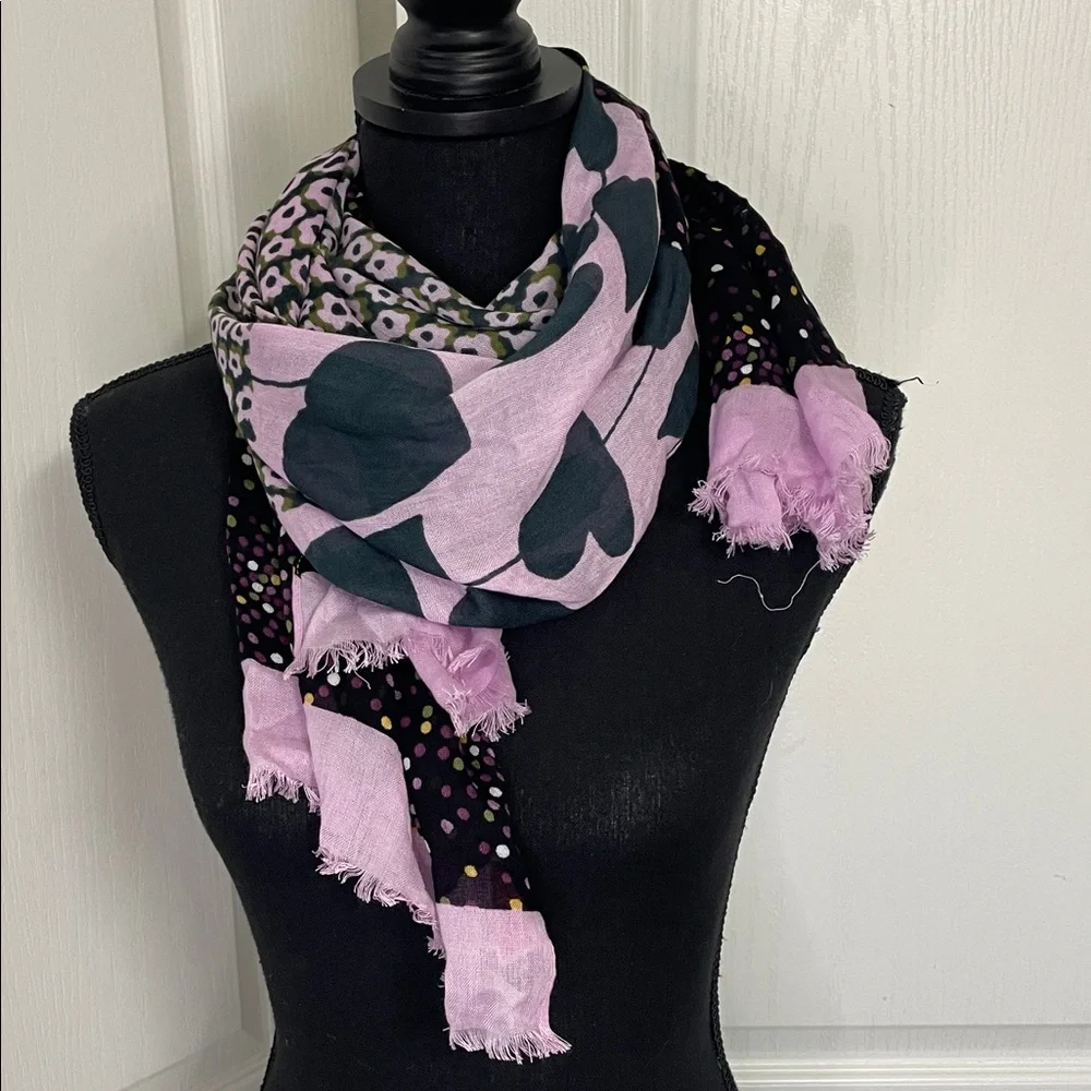 Kate Spade shawl scarf 25X75” light summer evening beach cruise pink black